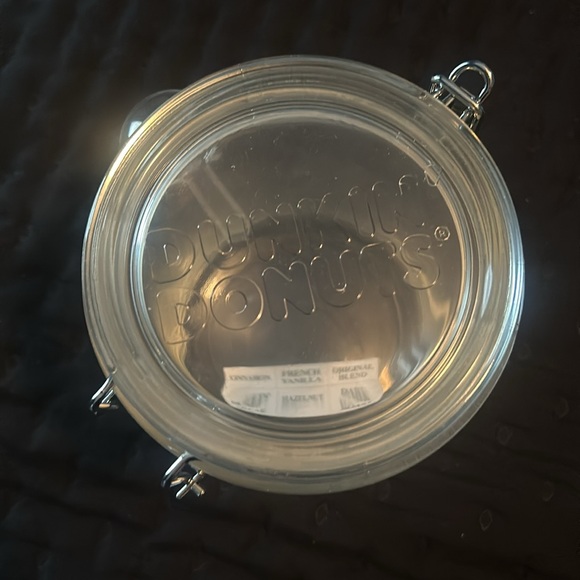 Dunkin Donuts Vintage 1996 Glass Coffee Bean Canister With Scoop! Holds 1 lb - Picture 3 of 15